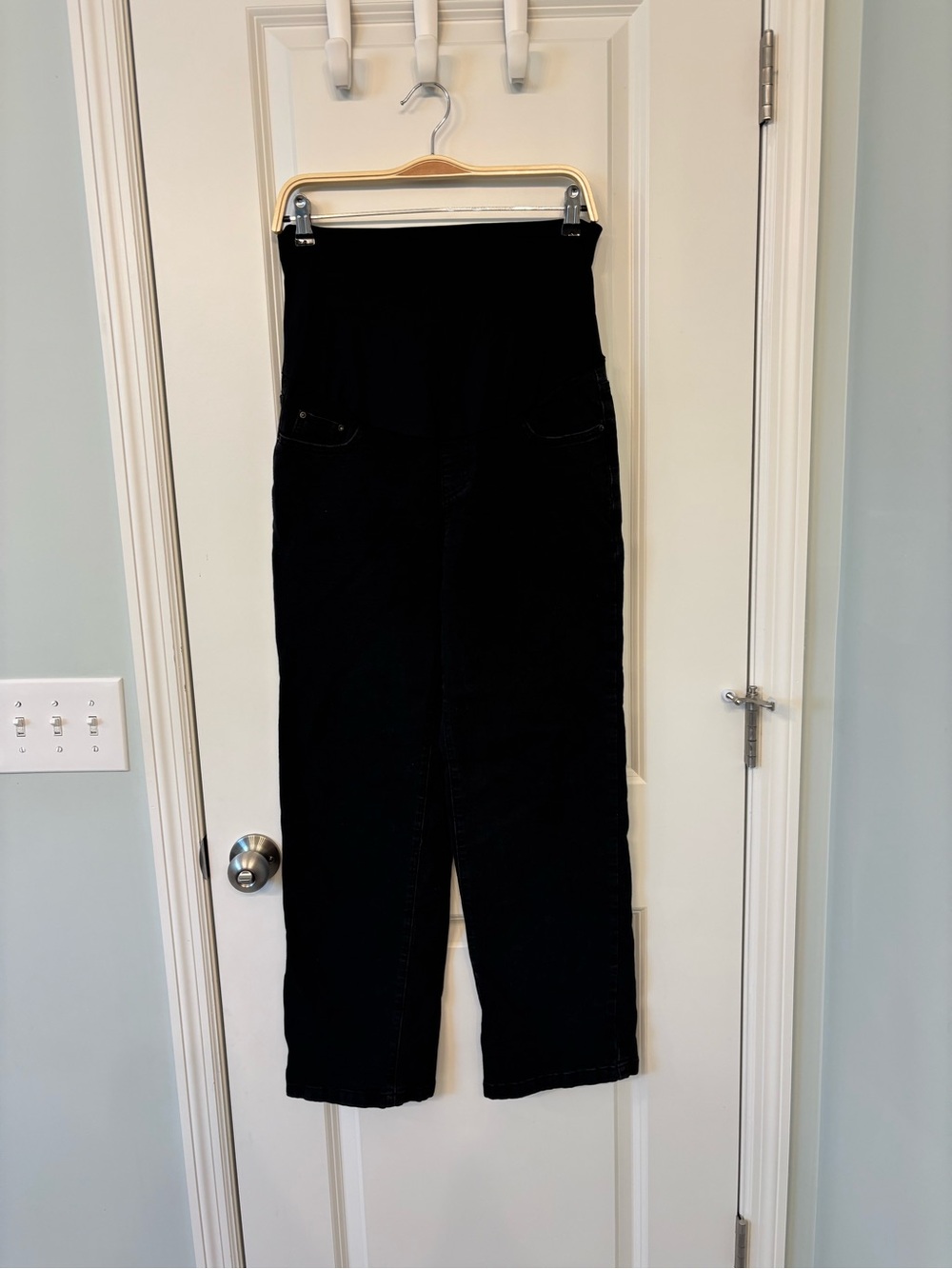 High-Waist Black Wide-Leg Maternity Pants